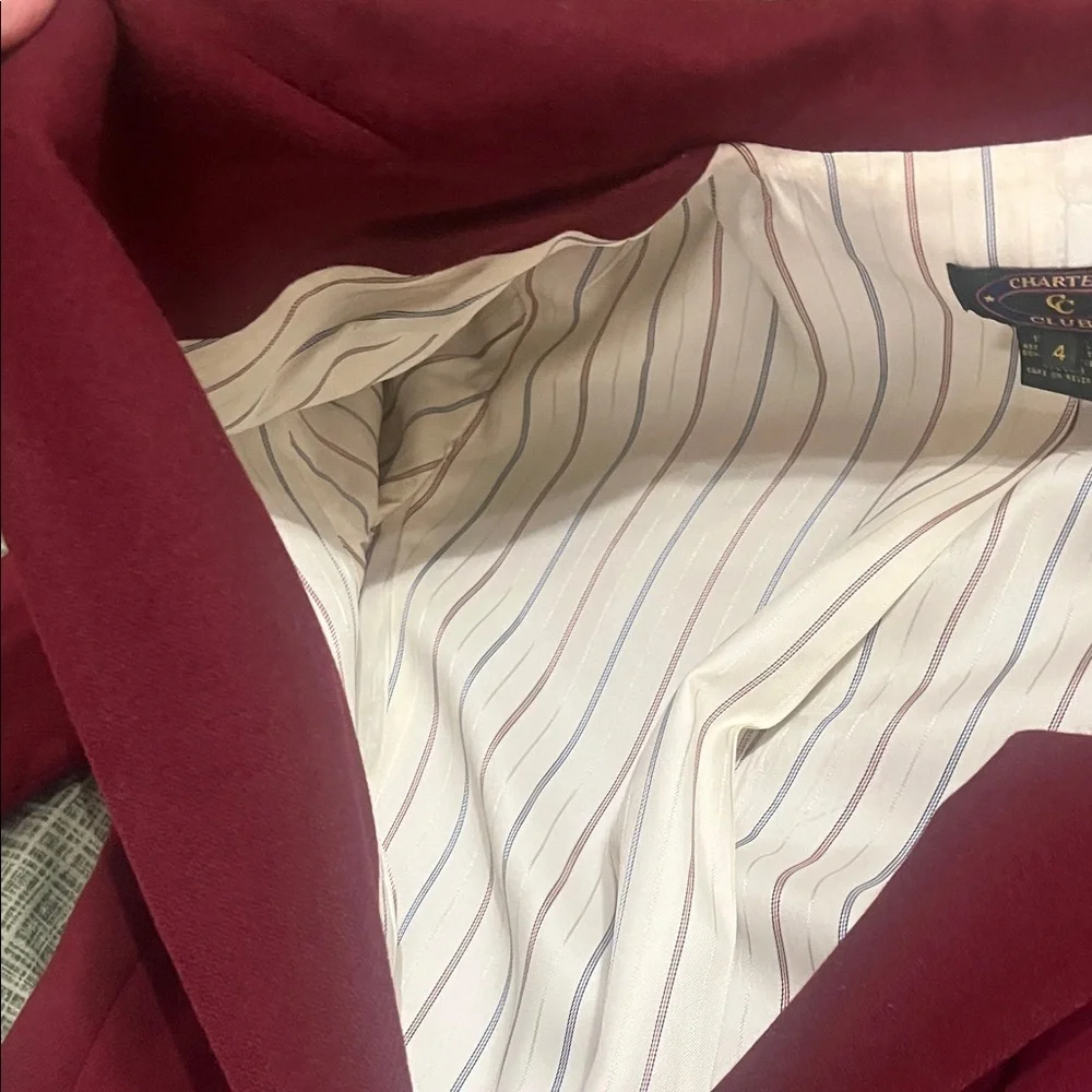 Vintage 100% Pure Wool Charter Club Burgundy Blazer